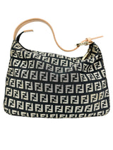 Fendi Black and Gold Canvas Zucchino Handbag