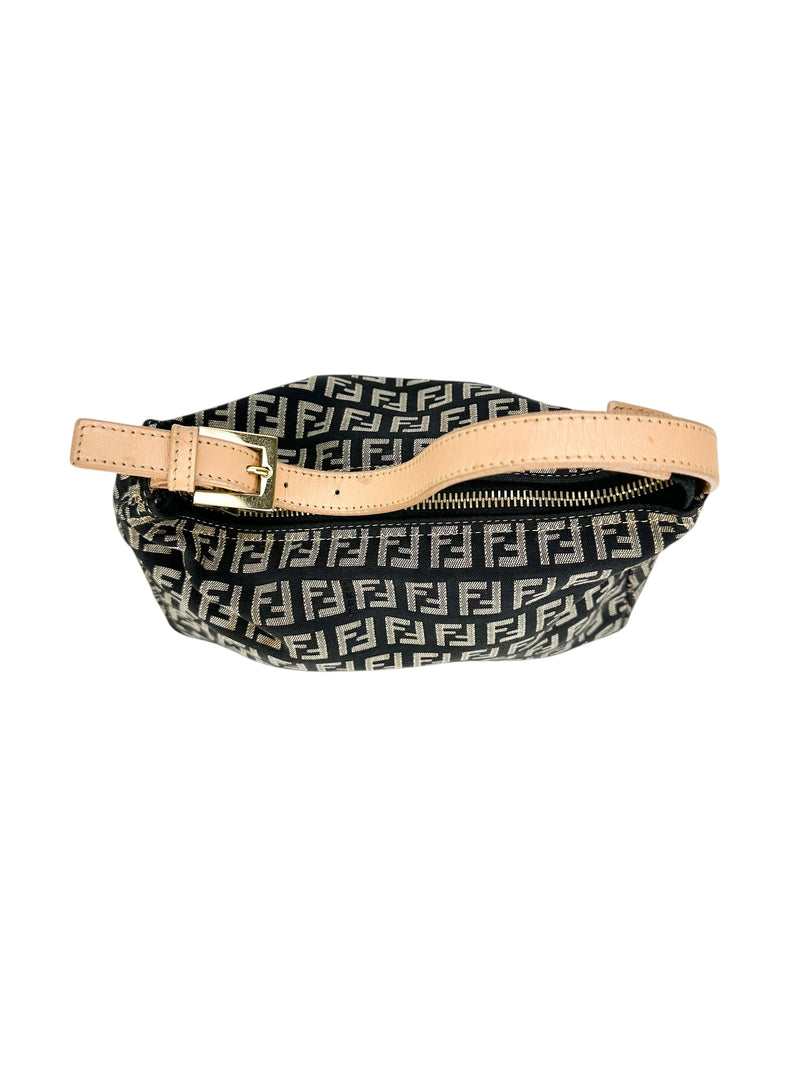 Fendi Black and Gold Canvas Zucchino Handbag