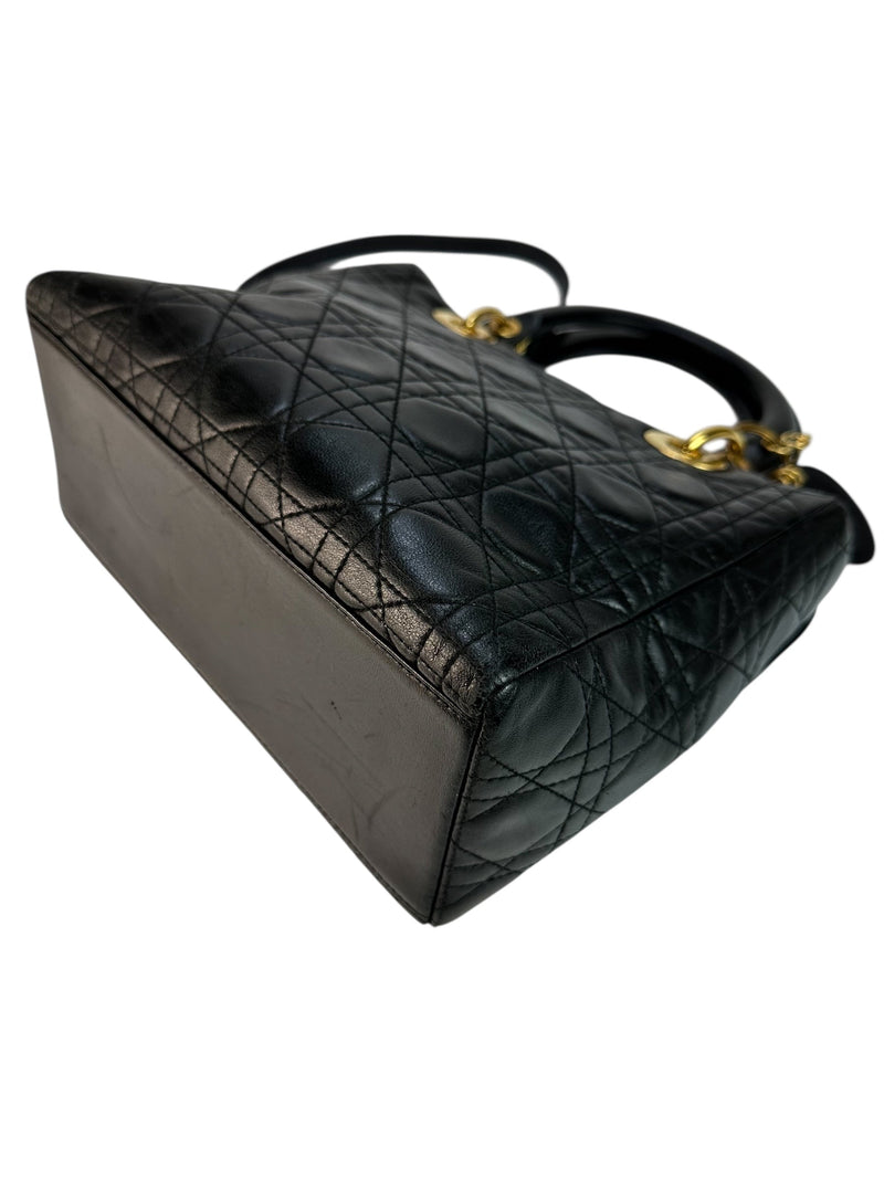 Christian Dior Black Cannage Lambskin Lady Dior Medium