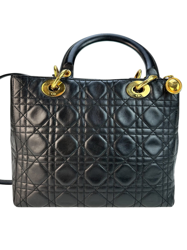 Christian Dior Black Cannage Lambskin Lady Dior Medium