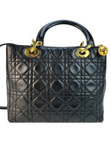 Christian Dior Black Cannage Lambskin Lady Dior Medium