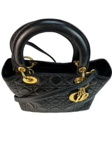 Christian Dior Black Cannage Lambskin Lady Dior Medium