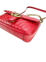 Gucci Red Leather GG Marmont Bag Small