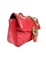 Gucci Red Leather GG Marmont Bag Small