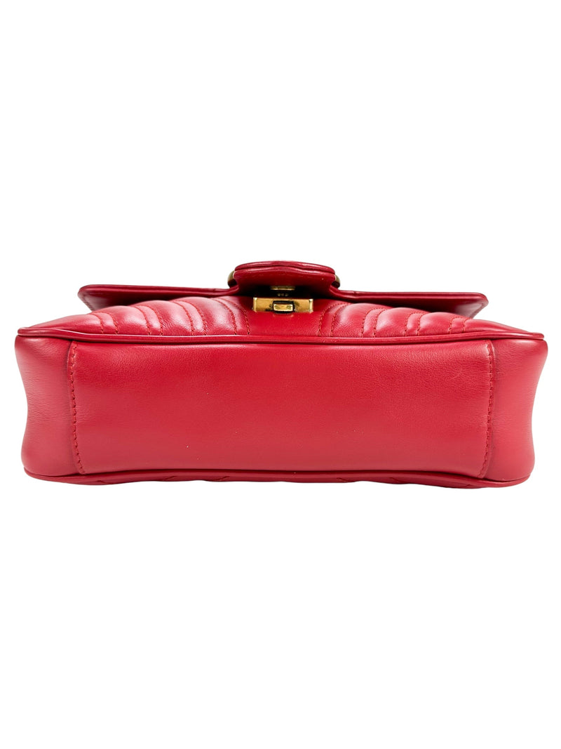 Gucci Red Leather GG Marmont Bag Small