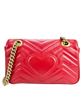 Gucci Red Leather GG Marmont Bag Small