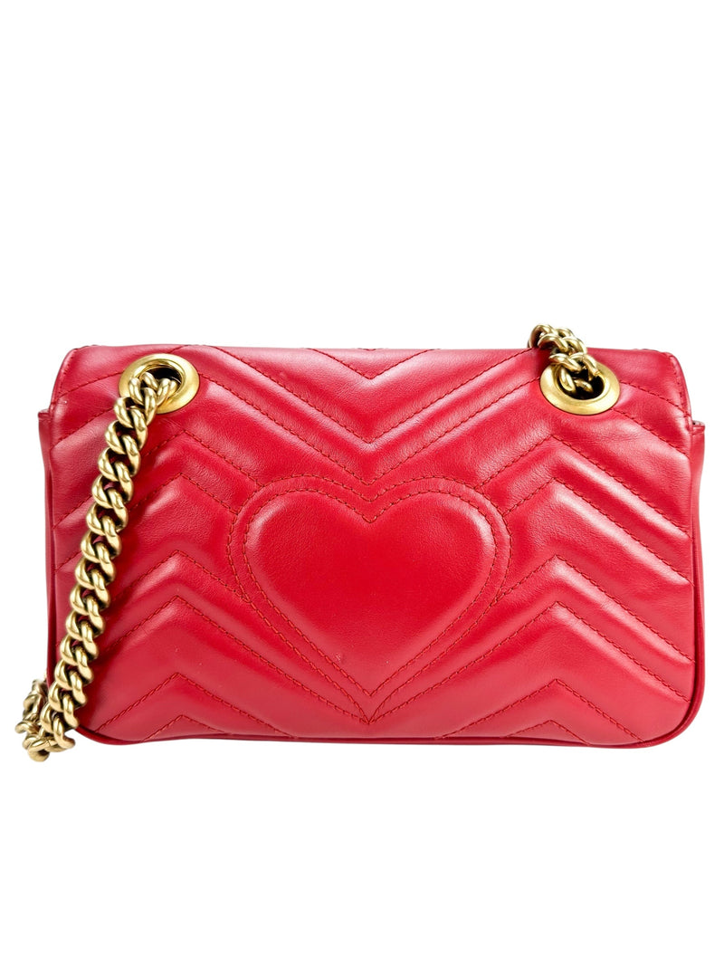 Gucci Red Leather GG Marmont Bag Small