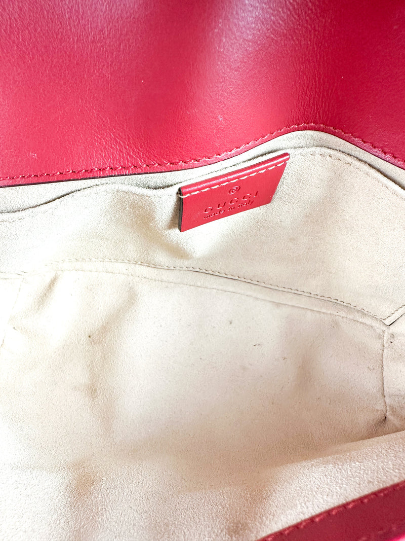 Gucci Red Leather GG Marmont Bag Small
