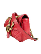 Gucci Red Leather GG Marmont Bag Small