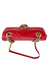 Gucci Red Leather GG Marmont Bag Small