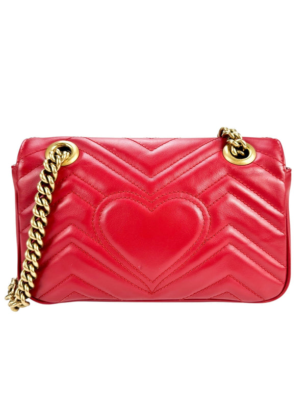 Gucci Red Leather GG Marmont Bag Small