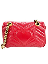 Gucci Red Leather GG Marmont Bag Small