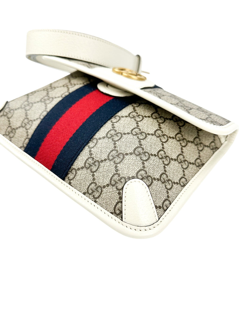 Gucci Beige Coated Canvas GG Supreme Ophidia Belt Bag