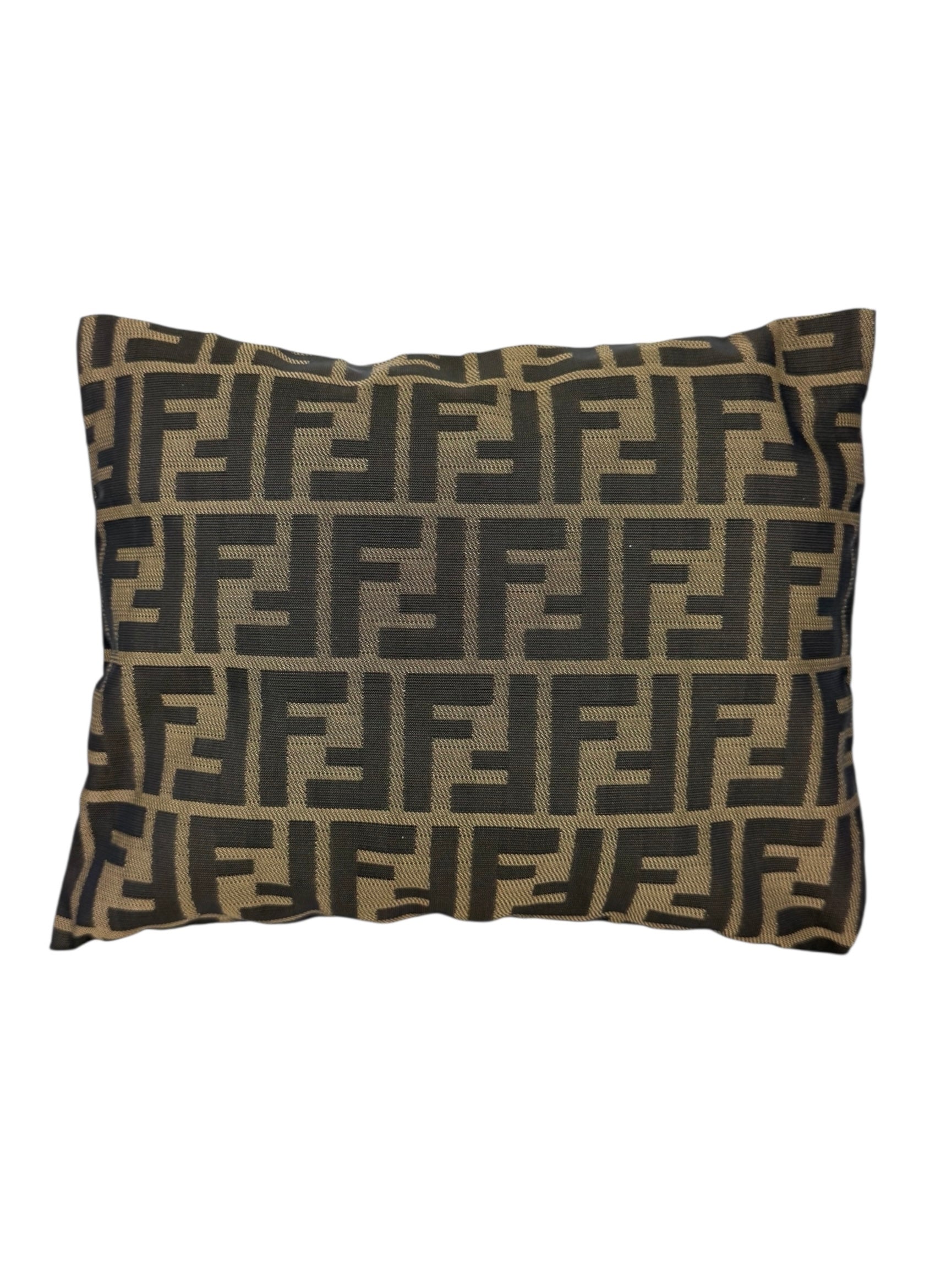 Fendi Brown and Black Canvas Zucca Print Slim Pouch Clutch