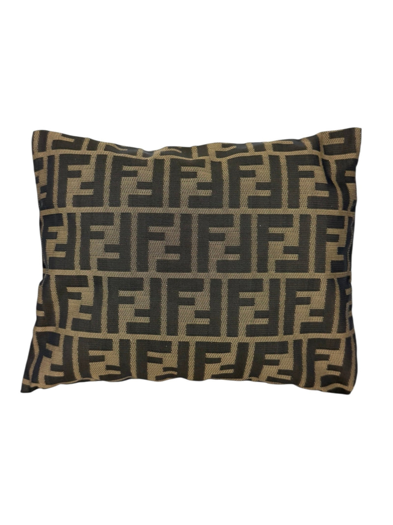 Fendi Brown and Black Canvas Zucca Print Slim Pouch Clutch