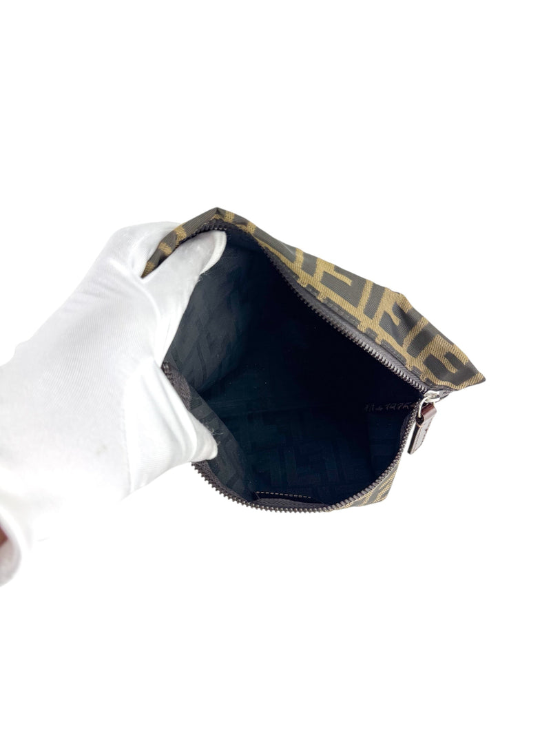 Fendi Brown and Black Canvas Zucca Print Slim Pouch Clutch
