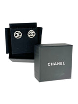 Chanel Silver Interlocking CC Stud Earings