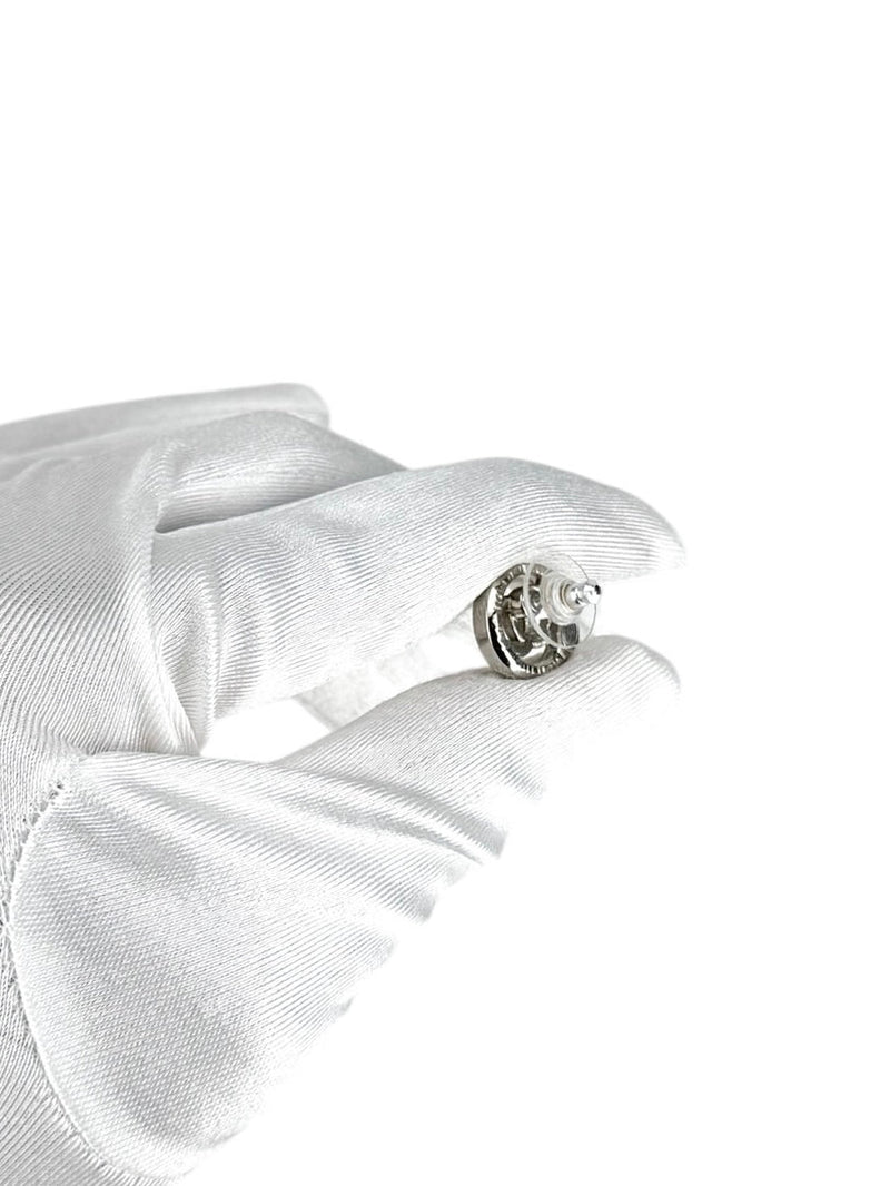 Chanel Silver Interlocking CC Stud Earings