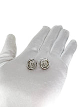 Chanel Silver Interlocking CC Stud Earings