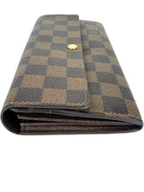 Louis Vuitton Damier Ebene Canvas Leather Sarah Long Wallet