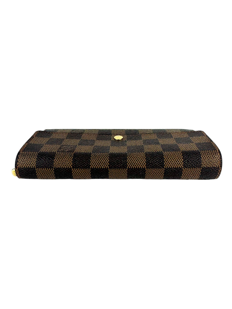 Louis Vuitton Damier Ebene Canvas Leather Sarah Long Wallet