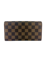 Louis Vuitton Damier Ebene Canvas Leather Sarah Long Wallet