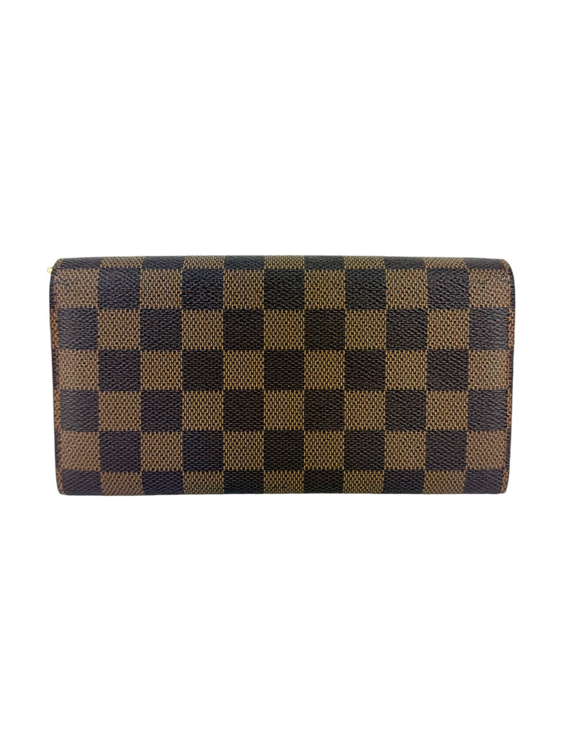 Louis Vuitton Damier Ebene Canvas Leather Sarah Long Wallet