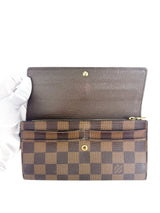 Louis Vuitton Damier Ebene Canvas Leather Sarah Long Wallet