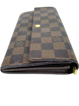 Louis Vuitton Damier Ebene Canvas Leather Sarah Long Wallet