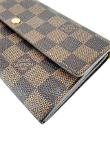 Louis Vuitton Damier Ebene Canvas Leather Sarah Long Wallet