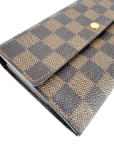 Louis Vuitton Damier Ebene Canvas Leather Sarah Long Wallet