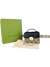 Gucci Beige Coated Canvas Leather Padlock Mini GG Belt Bag