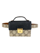 Gucci Beige Coated Canvas Leather Padlock Mini GG Belt Bag