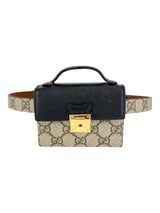 Gucci Beige Coated Canvas Leather Padlock Mini GG Belt Bag