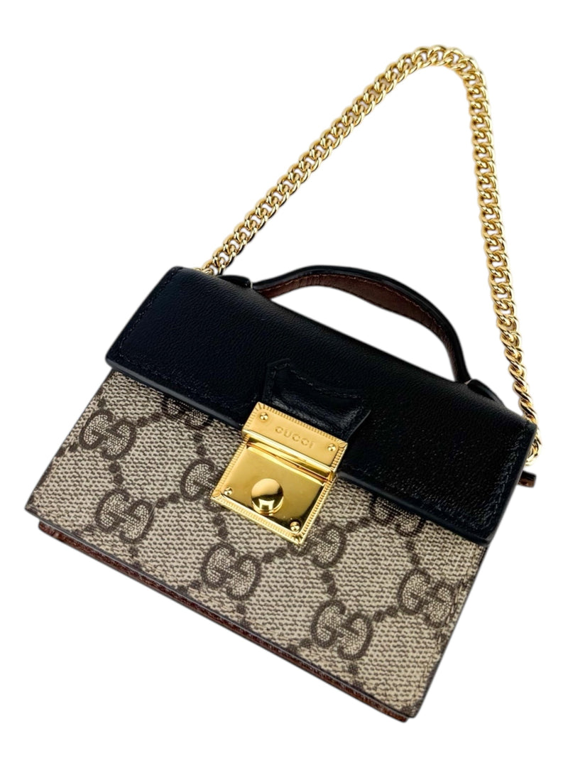 Gucci Beige Coated Canvas Leather Padlock Mini GG Belt Bag