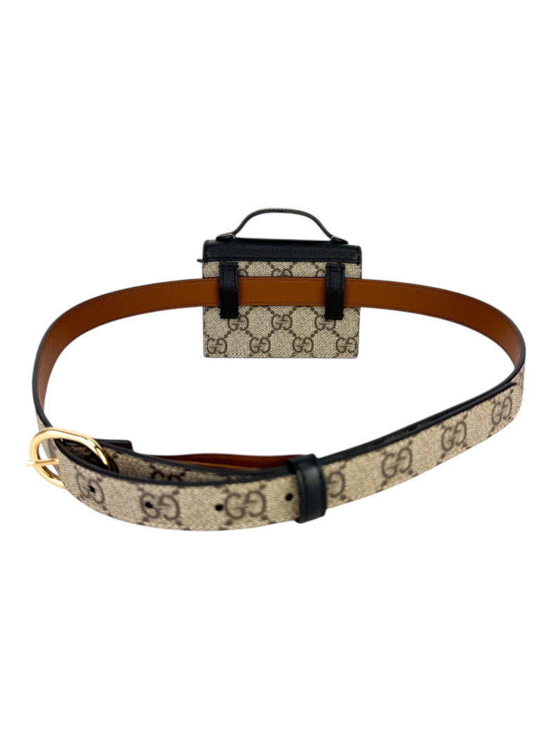 Gucci Beige Coated Canvas Leather Padlock Mini GG Belt Bag