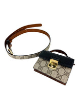 Gucci Beige Coated Canvas Leather Padlock Mini GG Belt Bag