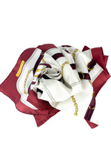 Cartier Bordeaux (Burgundy), White, Gray and Gold Silk Scarf 84