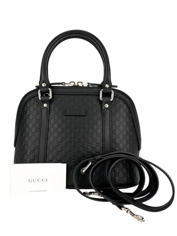 Gucci Black Leather Micro Guccissima 2 Way Bag