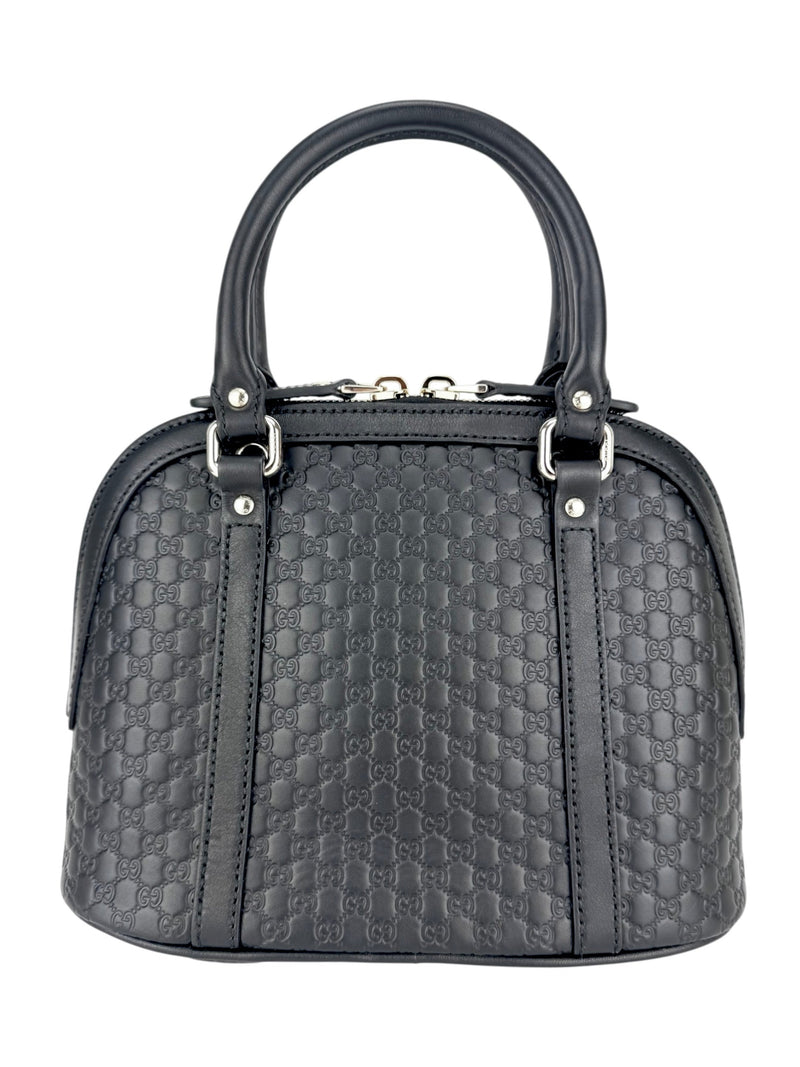 Gucci Black Leather Micro Guccissima 2 Way Bag