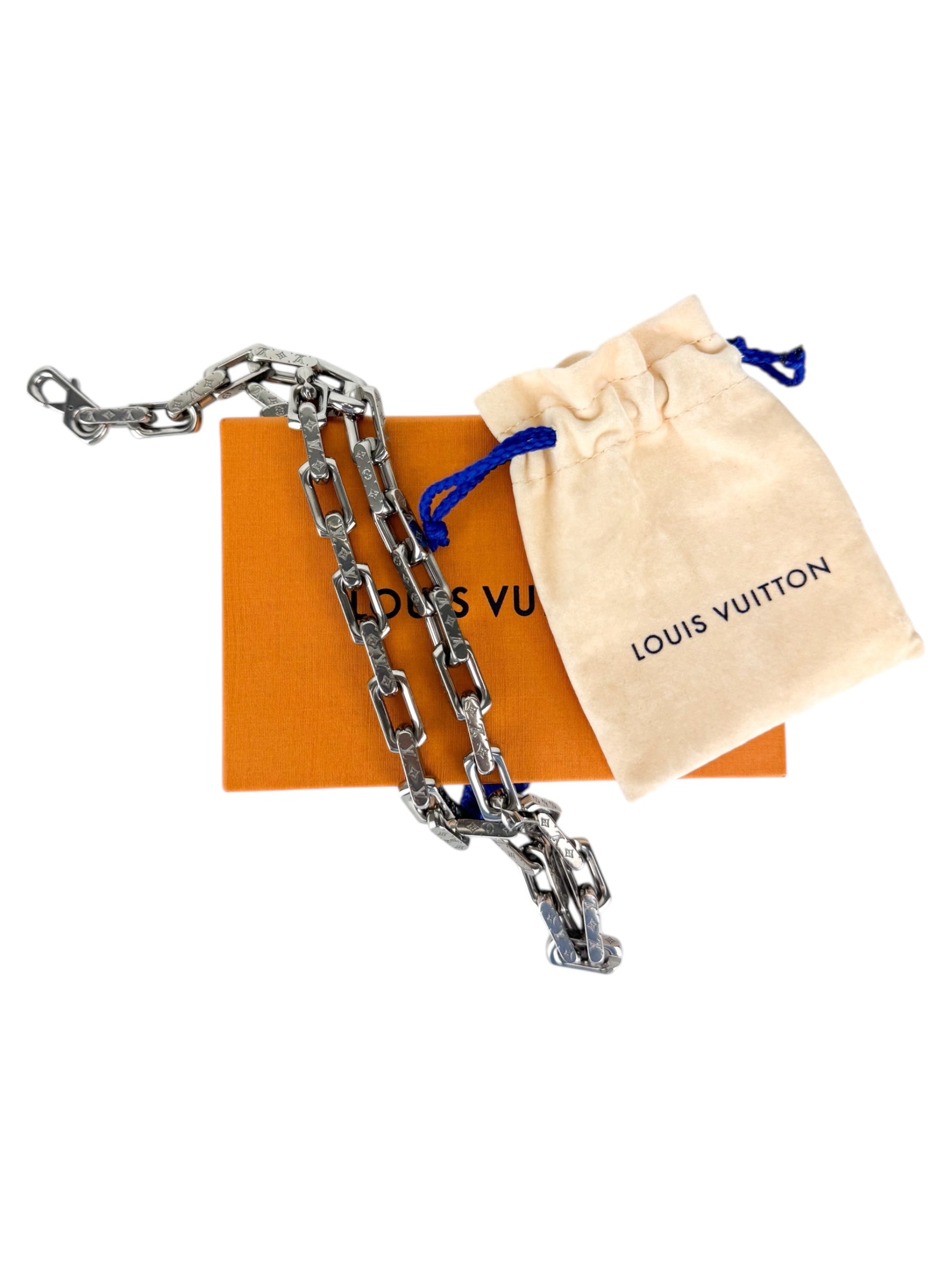 Louis Vuitton Silver Monogram Collier Chain Necklace