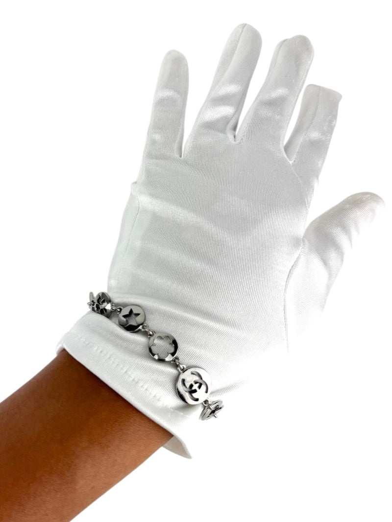 Chanel Silver Cutout Charm Bracelet