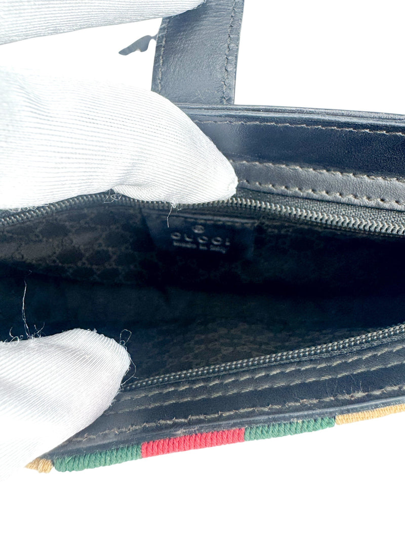 Gucci Beige and Dark Brown Canvas and Leather Shoulder Bag