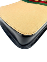 Gucci Beige and Dark Brown Canvas and Leather Shoulder Bag