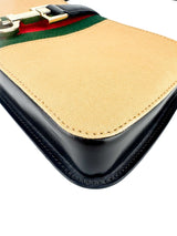 Gucci Beige and Dark Brown Canvas and Leather Shoulder Bag