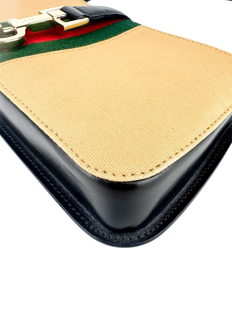 Gucci Beige and Dark Brown Canvas and Leather Shoulder Bag