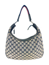 Gucci Beige, Navy and Red Cavas and Leather Sherry Shoulder Bag