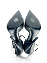 Tom Ford Black and Metallic Leather D'orsay Cap-toe Heels 39.5