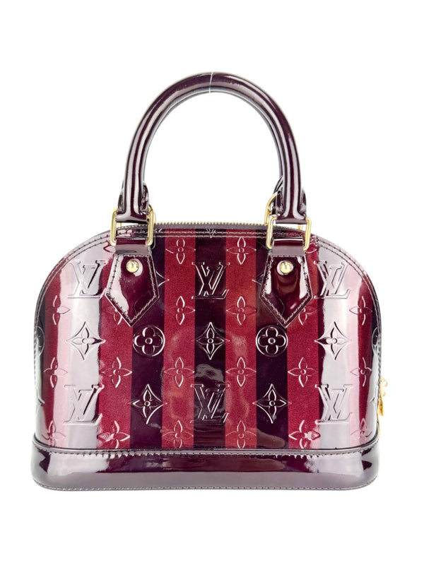 Louis Vuitton Burgundy Vernis Rayures Limited Edition Alma Bag BB