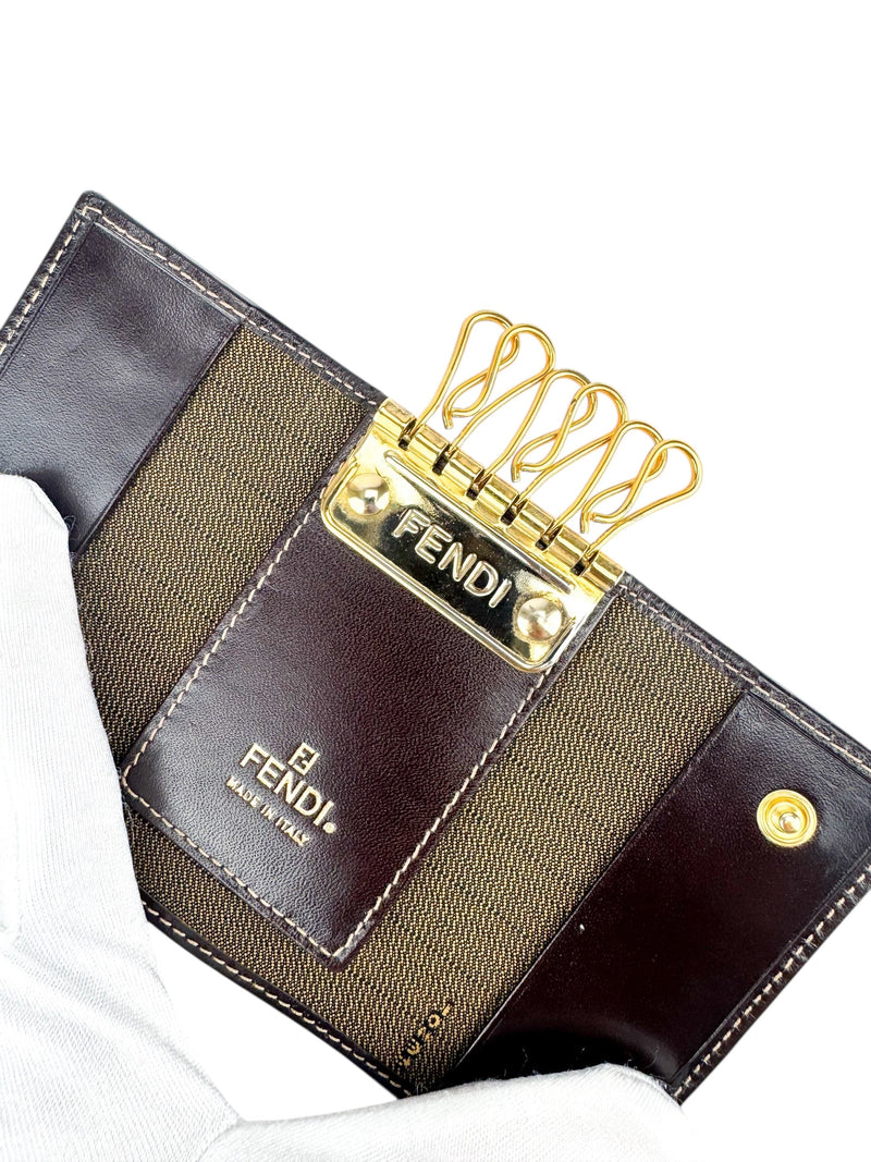 Fendi Zucca Canvas and Leather 6-Ring Key Case